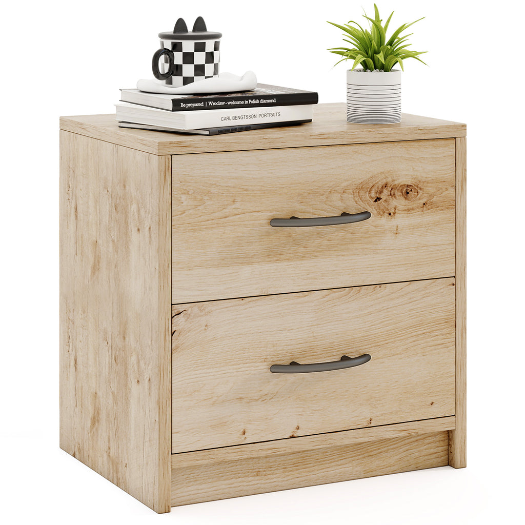 2 Drawer Nightstand with Storage - Oak