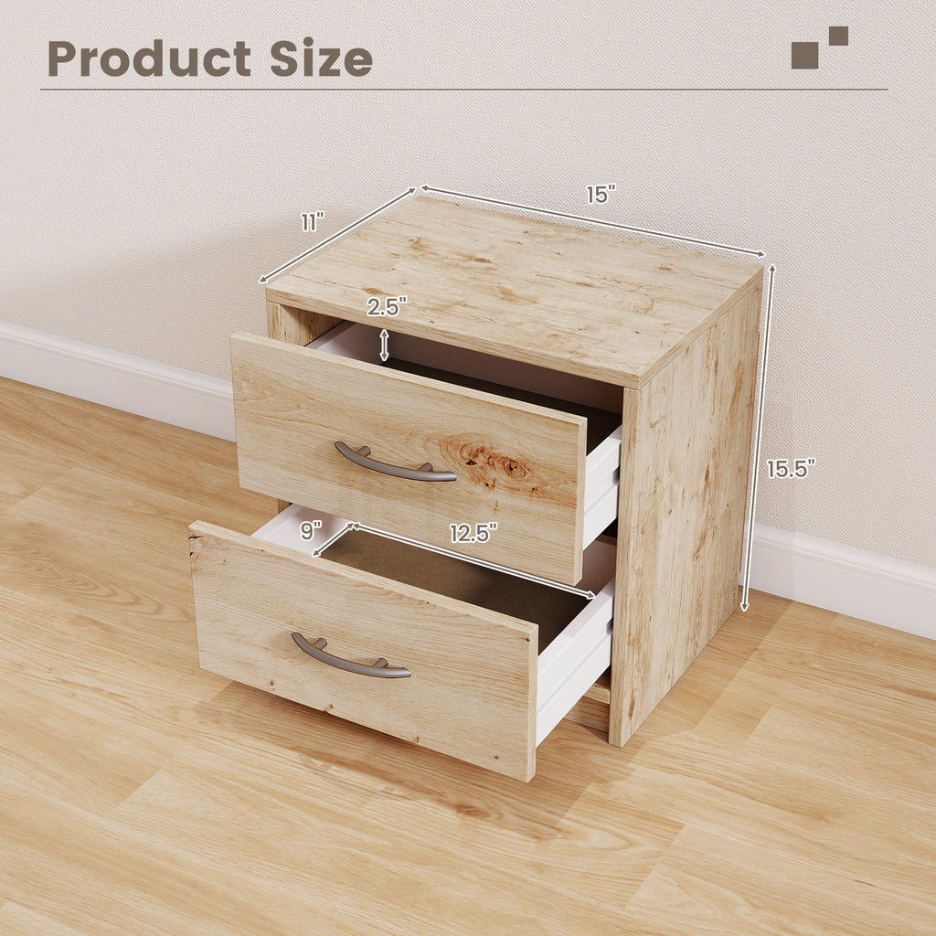 2 Drawer Nightstand with Storage - Oak