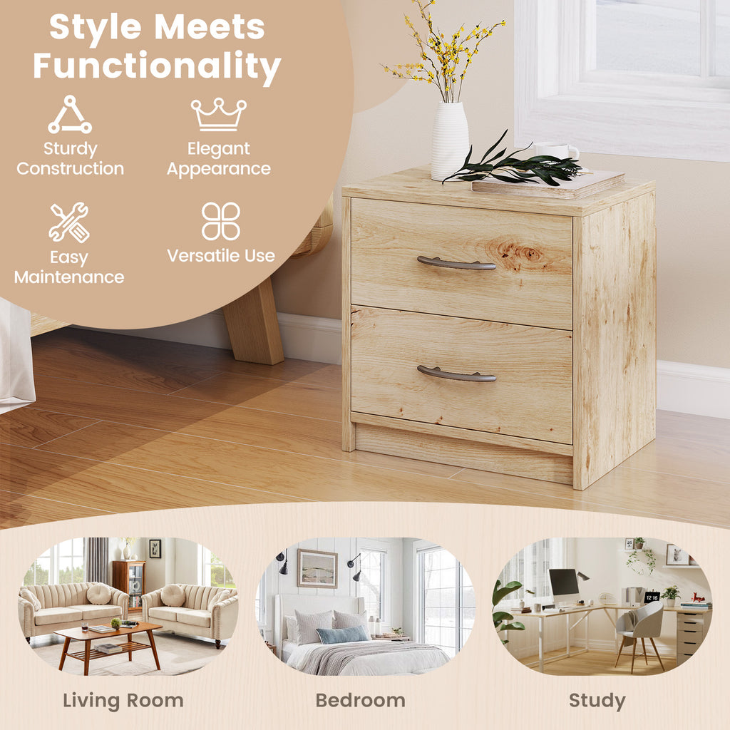 2 Drawer Nightstand with Storage - Oak