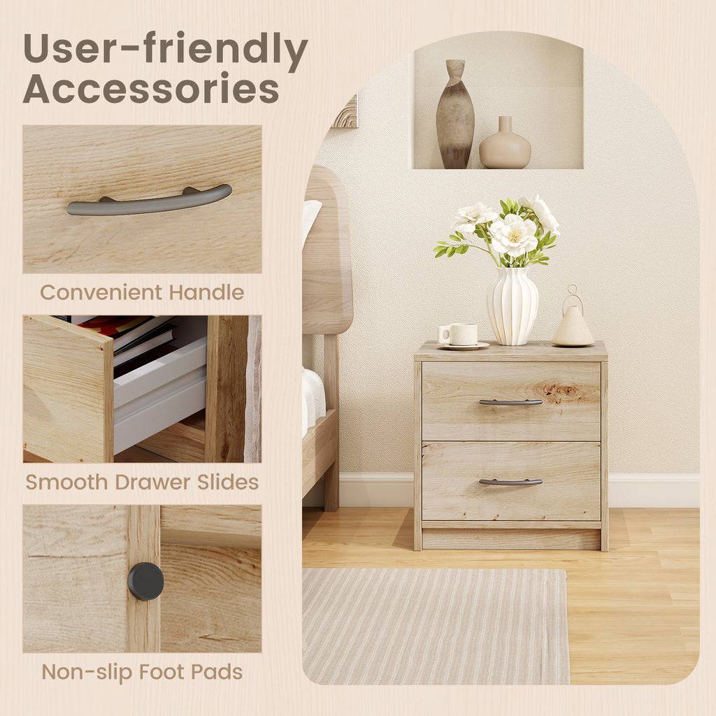 2 Drawer Nightstand with Storage - Oak