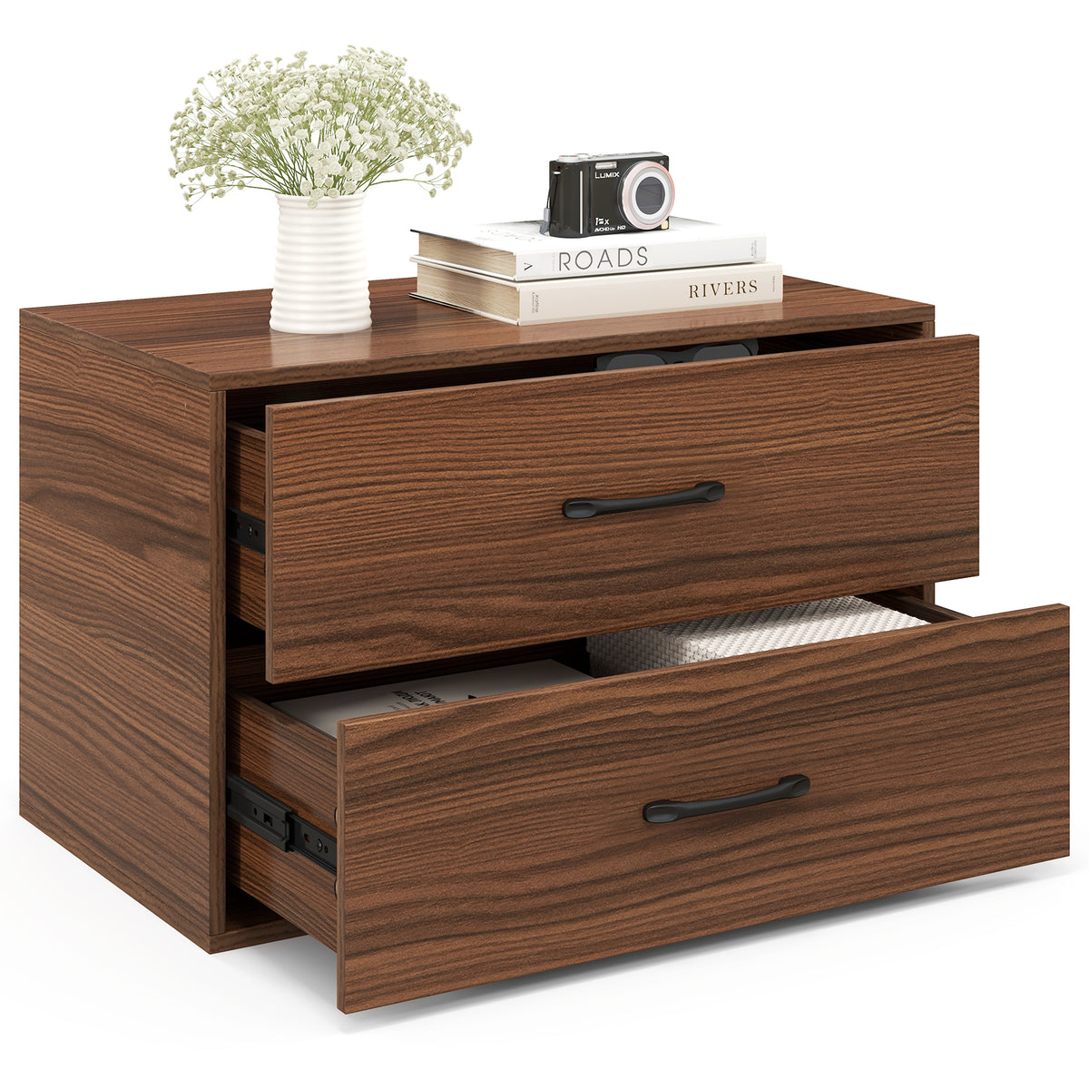 Tall Storage Dresser with 5 Pull-out Drawers - Walnut