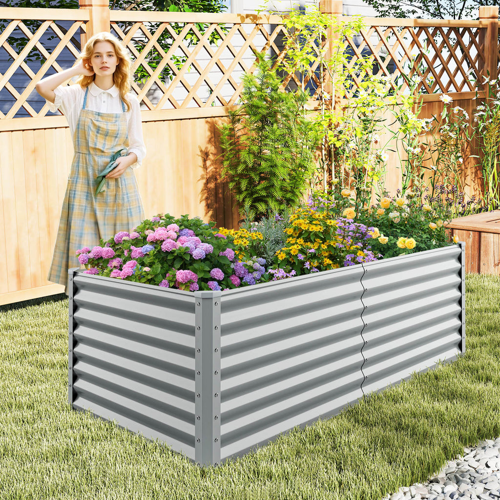 6 x 3 2 Feet Metal Rectangular Raised Garden Bed with Open Bottom