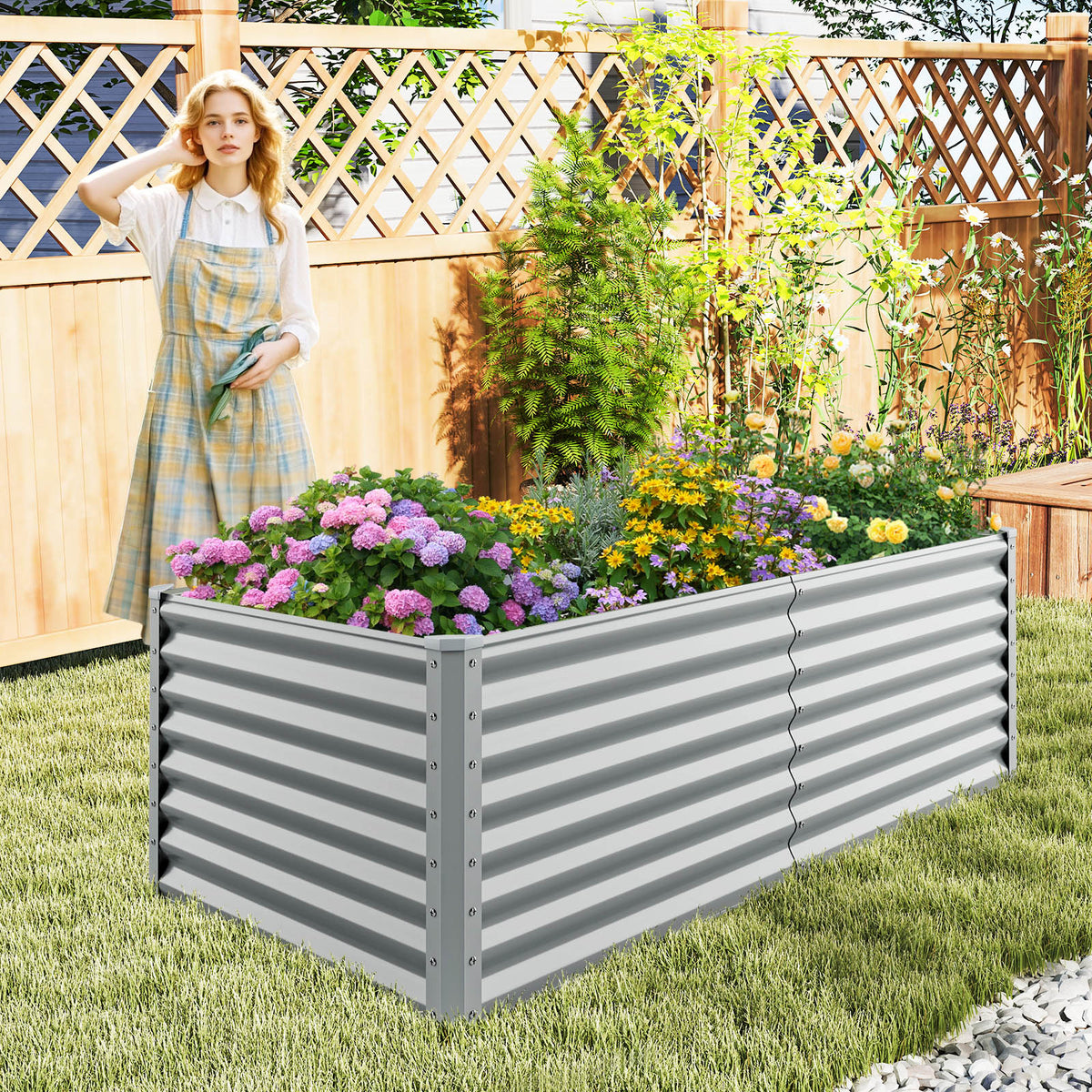 6 x 3 2 Feet Metal Rectangular Raised Garden Bed with Open Bottom