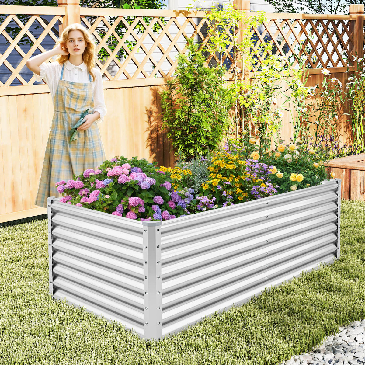 6 x 3 2 Feet Metal Rectangular Raised Garden Bed with Open Bottom