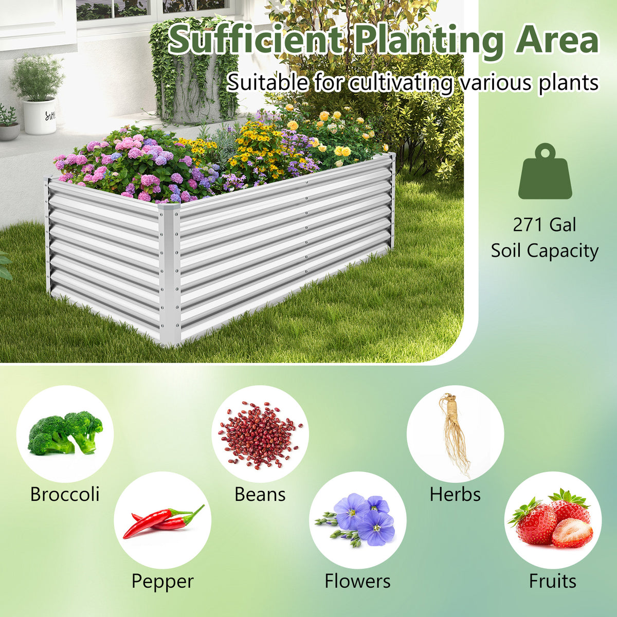 6 x 3 2 Feet Metal Rectangular Raised Garden Bed with Open Bottom