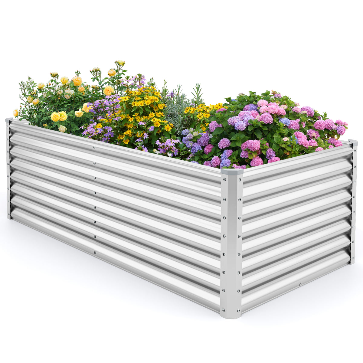 6 x 3 2 Feet Metal Rectangular Raised Garden Bed with Open Bottom