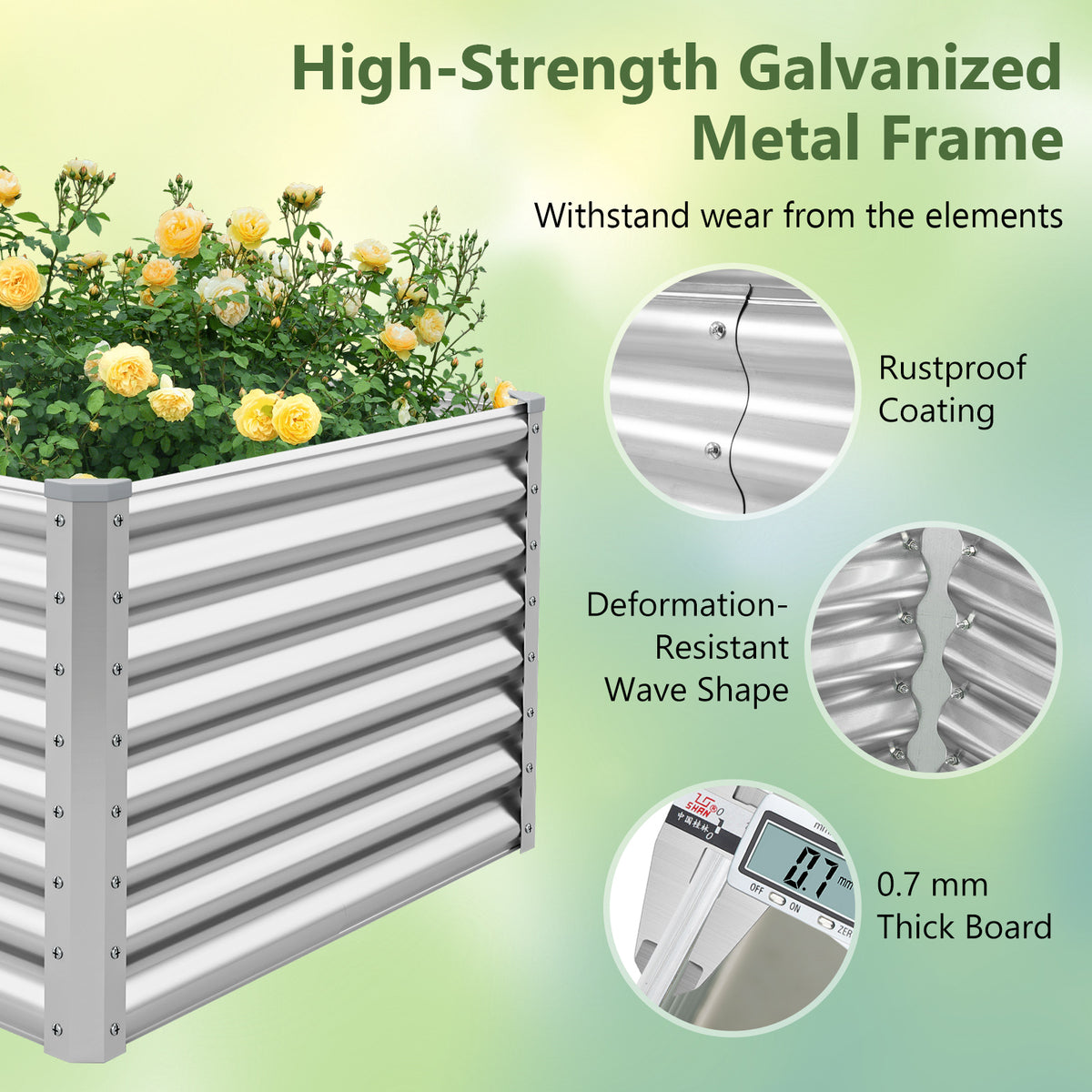 6 x 3 2 Feet Metal Rectangular Raised Garden Bed with Open Bottom