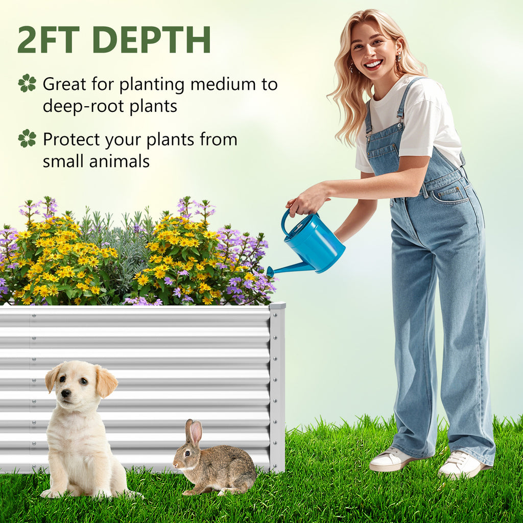 6 x 3 2 Feet Metal Rectangular Raised Garden Bed with Open Bottom