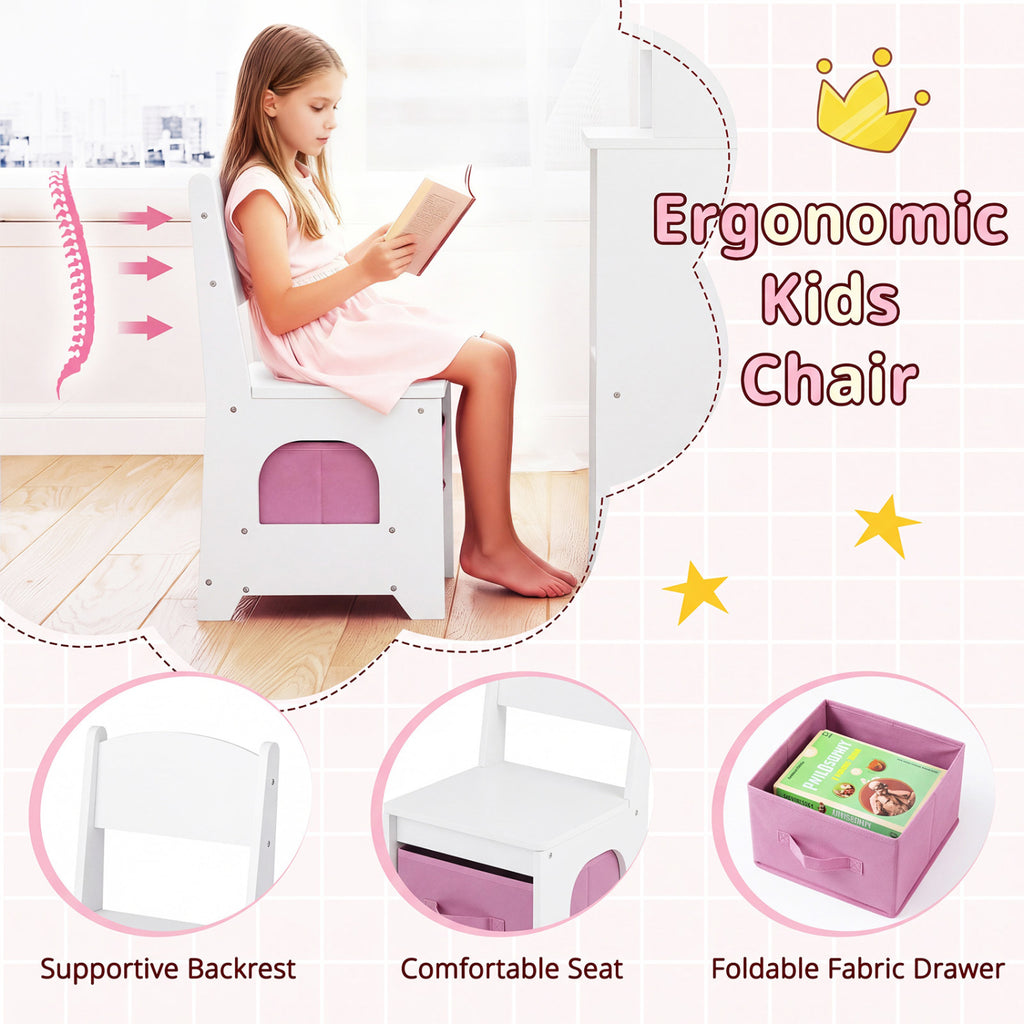 Corner Kids Vanity Set with Lights - White 3+ Years Toddler Bedroom Furniture