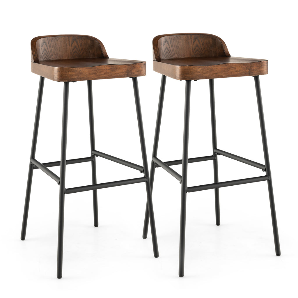 29 Inch Industrial Bar Stool with Low Back and Footrest - Single