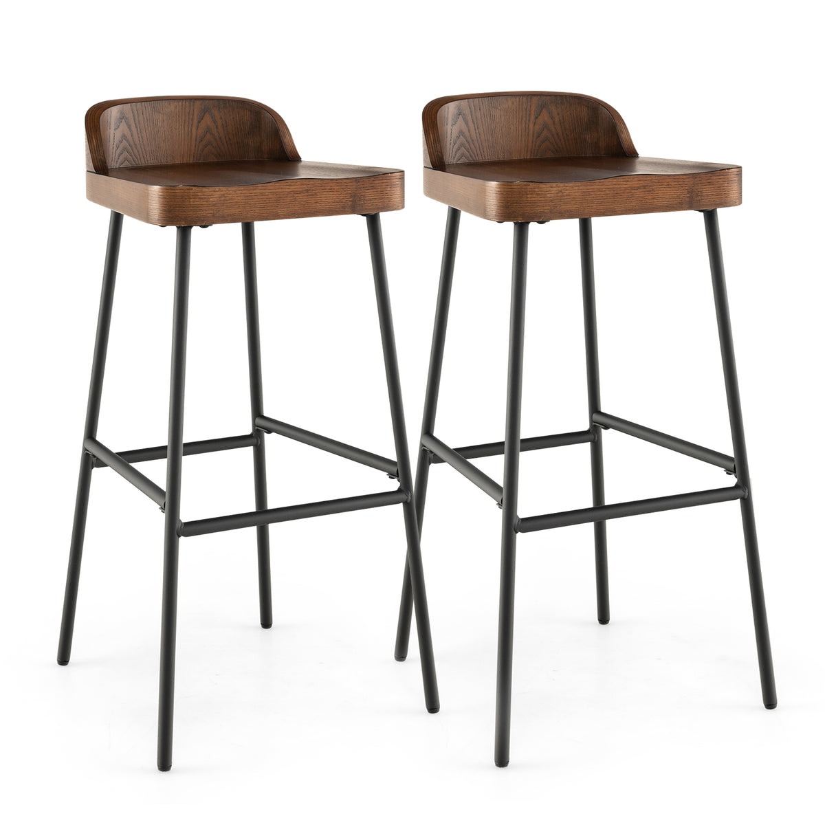 29 Inch Industrial Bar Stool with Low Back and Footrest - Single