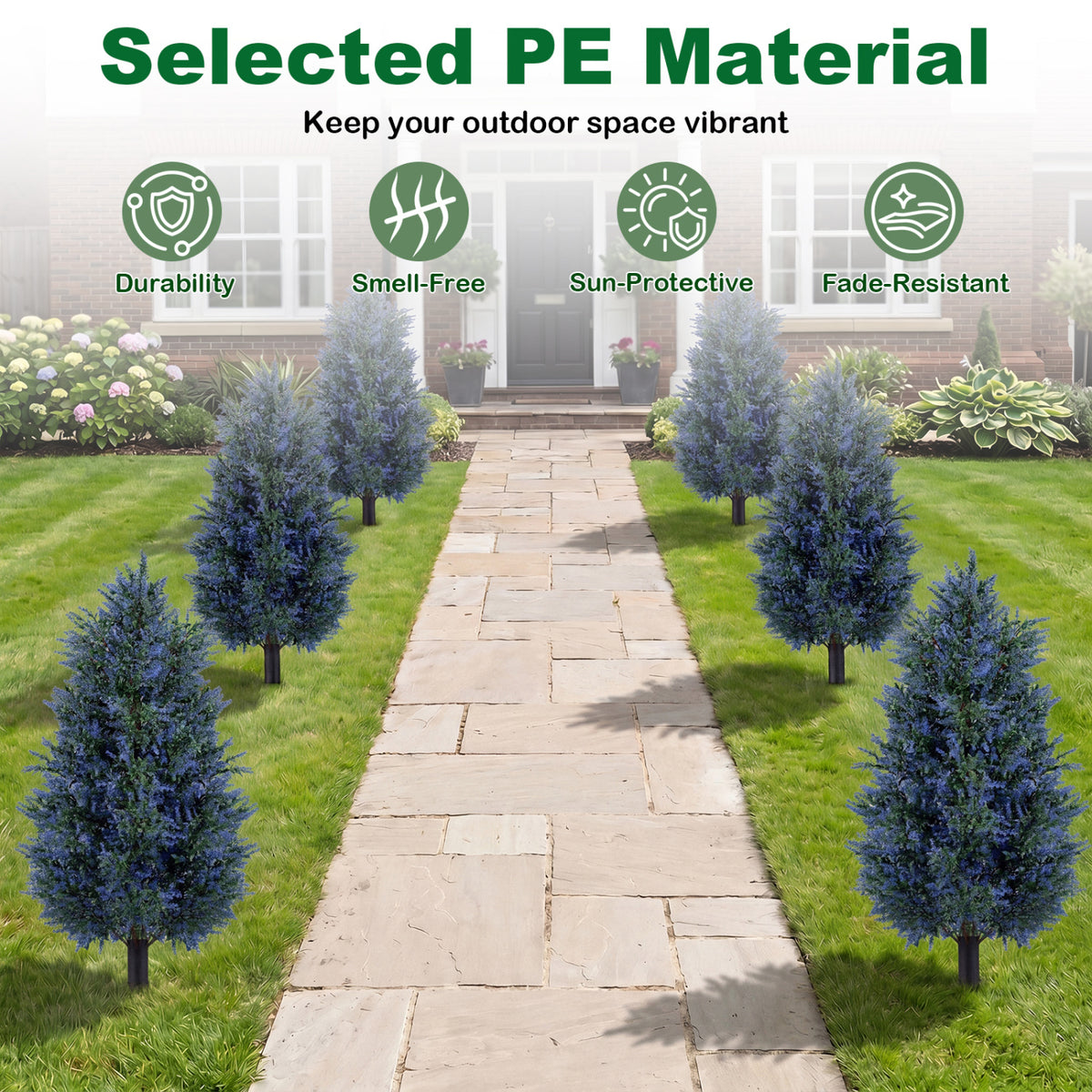 Artificial Lavender Topiary Trees - 2 Pack 3.3 ft Indoor Outdoor with Ground Spikes
