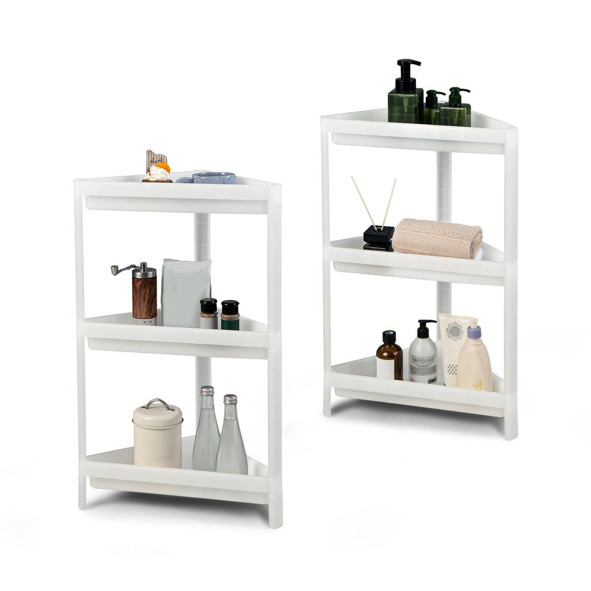 White 2 Pack 3-Tier Detachable Corner Shower Shelf with Drainage Holes