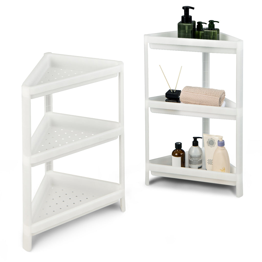 White 2 Pack 3-Tier Detachable Corner Shower Shelf with Drainage Holes
