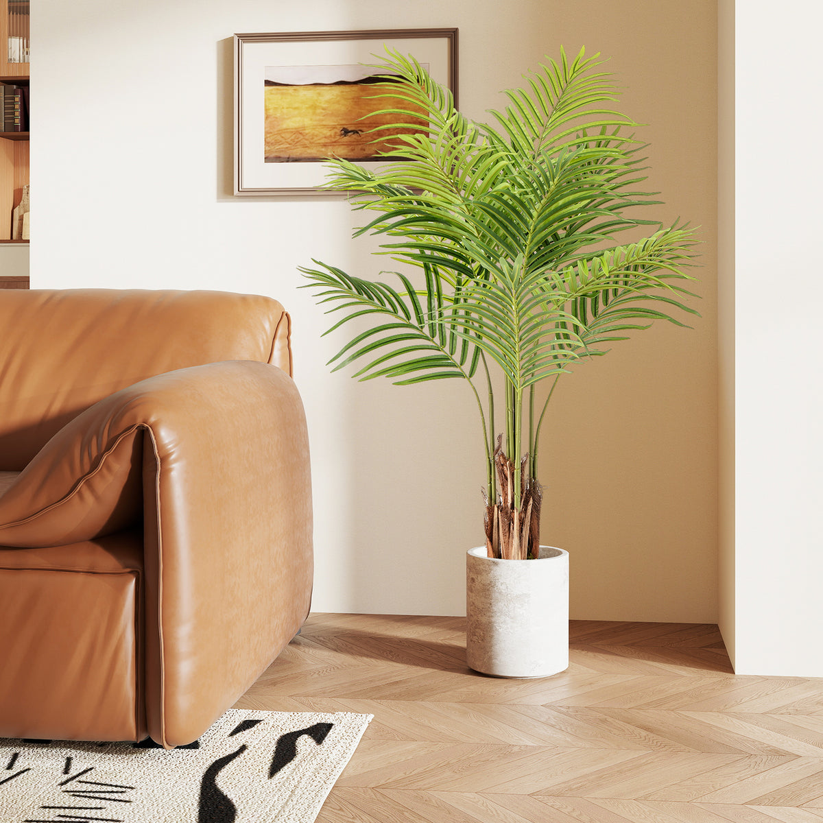 Artificial Palm Paradise Plant - Green, 4.2Ft Tall Potted Fake Tree - Set of 2