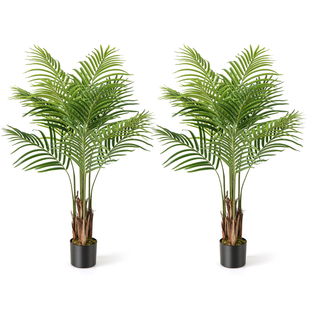 Artificial Palm Paradise Plant - Green, 4.2Ft Tall Potted Fake Tree - Set of 2