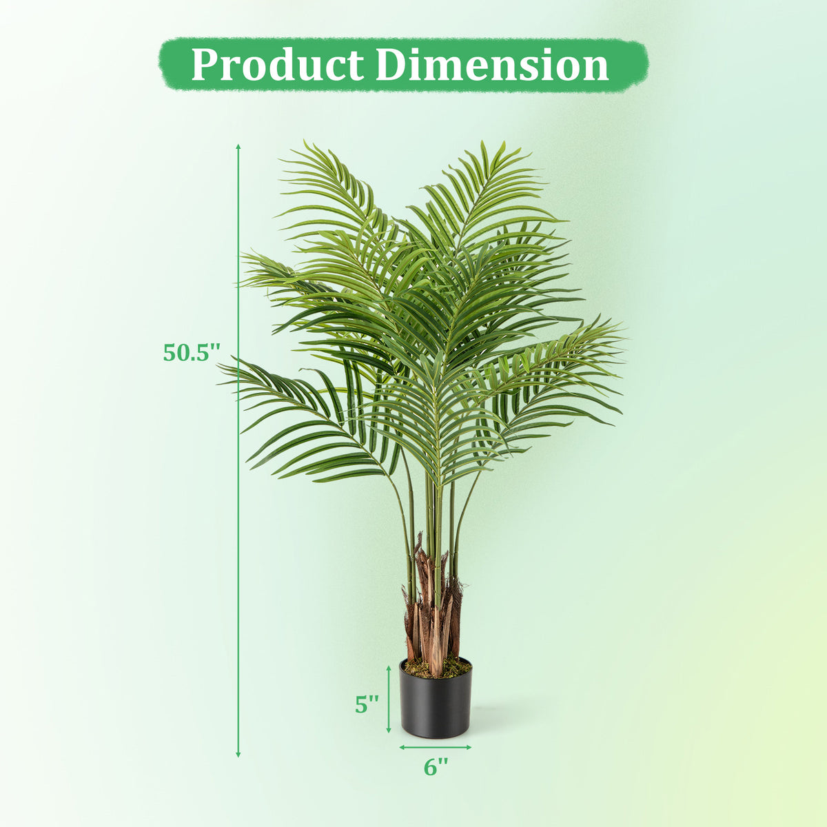 Artificial Palm Paradise Plant - Green, 4.2Ft Tall Potted Fake Tree - Set of 2