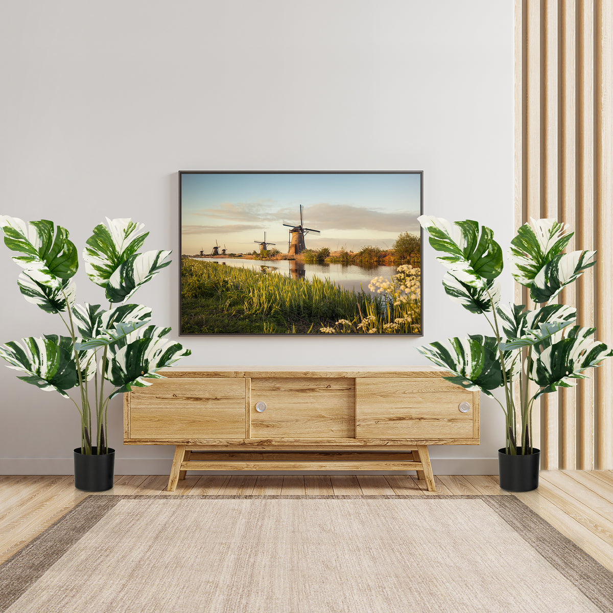 2 Pack Artificial Monstera Deliciosa Plants for Home Office & Decor