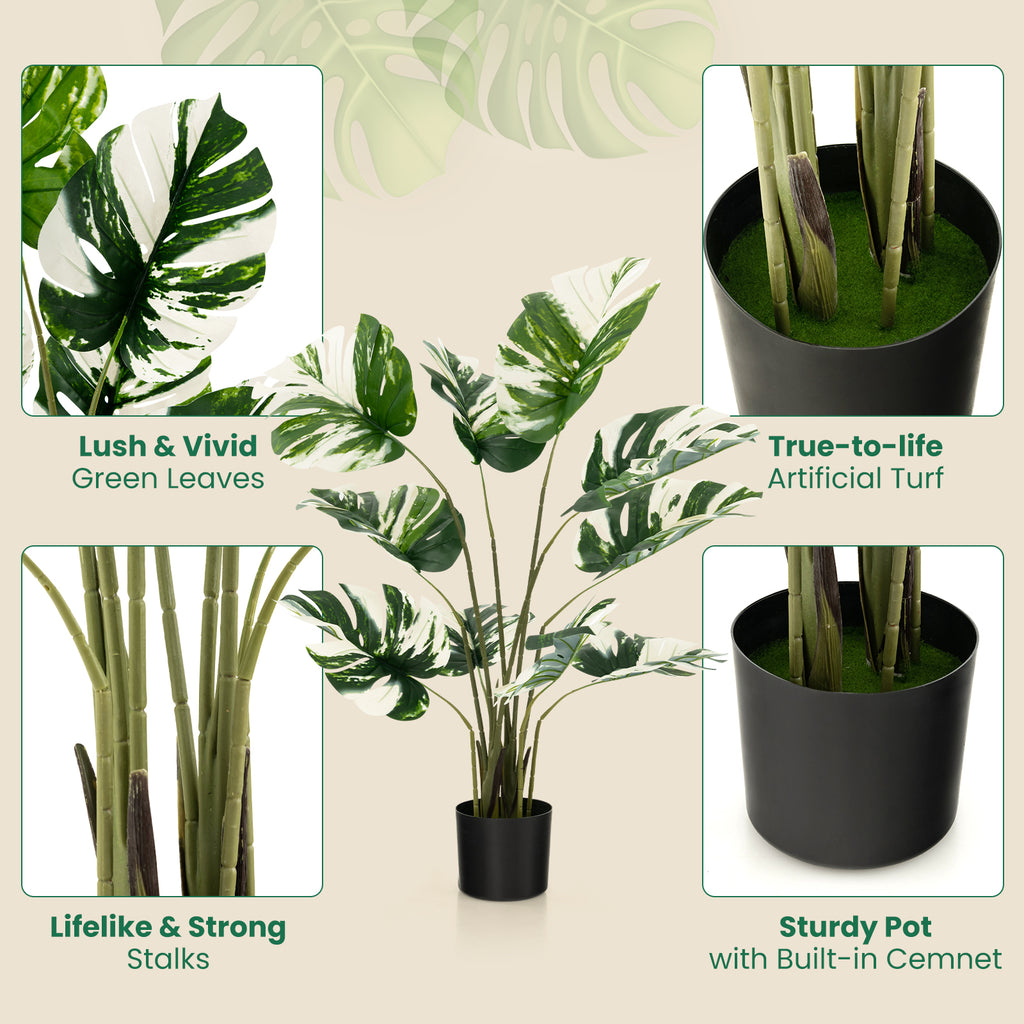2 Pack Artificial Monstera Deliciosa Plants for Home Office & Decor