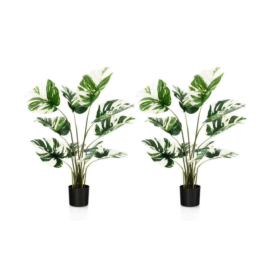 2 Pack Artificial Monstera Deliciosa Plants for Home Office & Decor