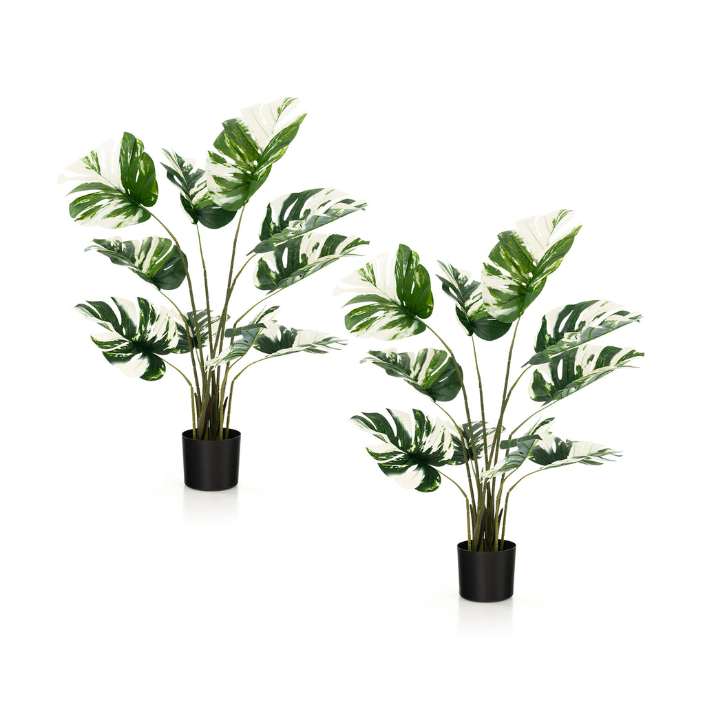 2 Pack Artificial Monstera Deliciosa Plants for Home Office & Decor