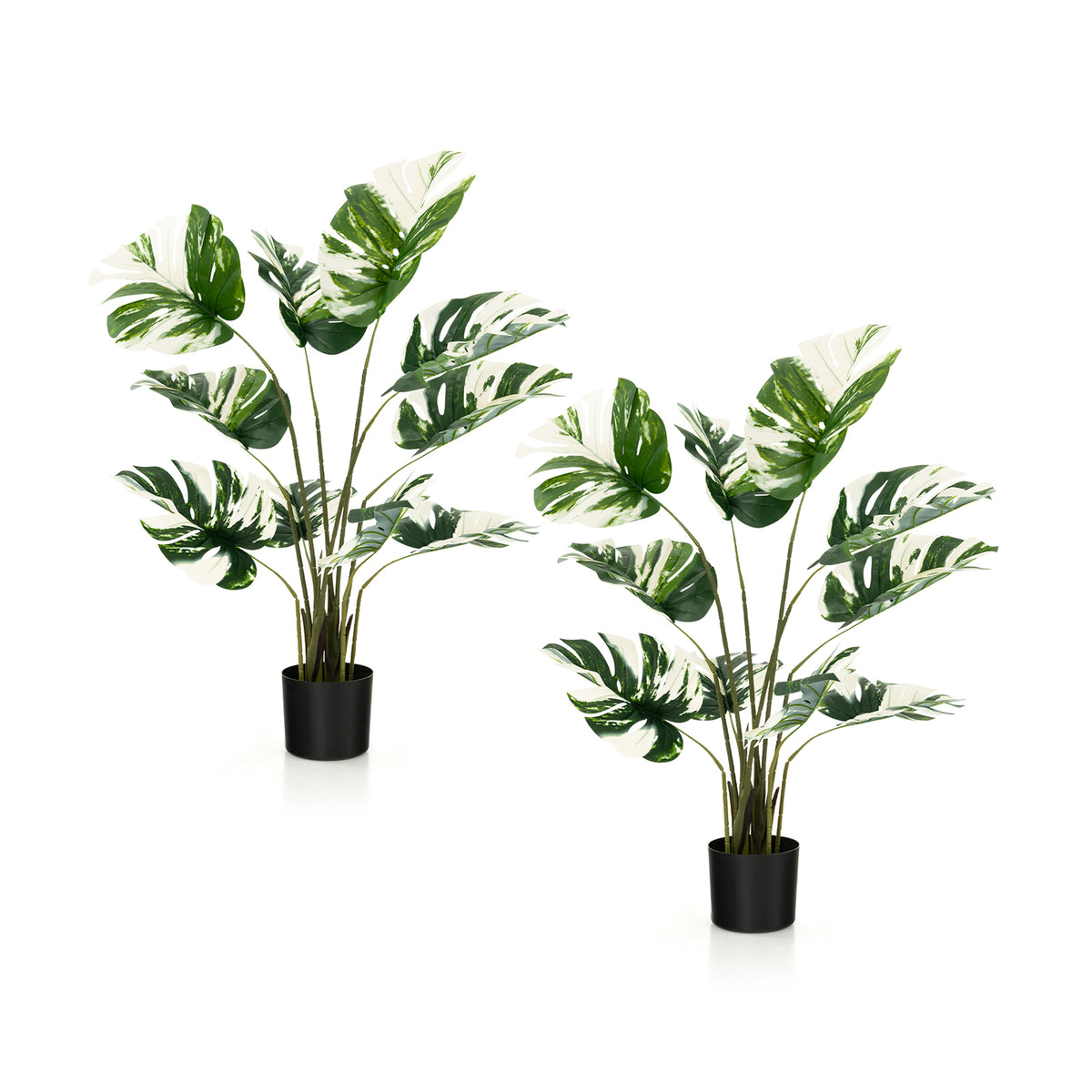 2 Pack Artificial Monstera Deliciosa Plants for Home Office & Decor