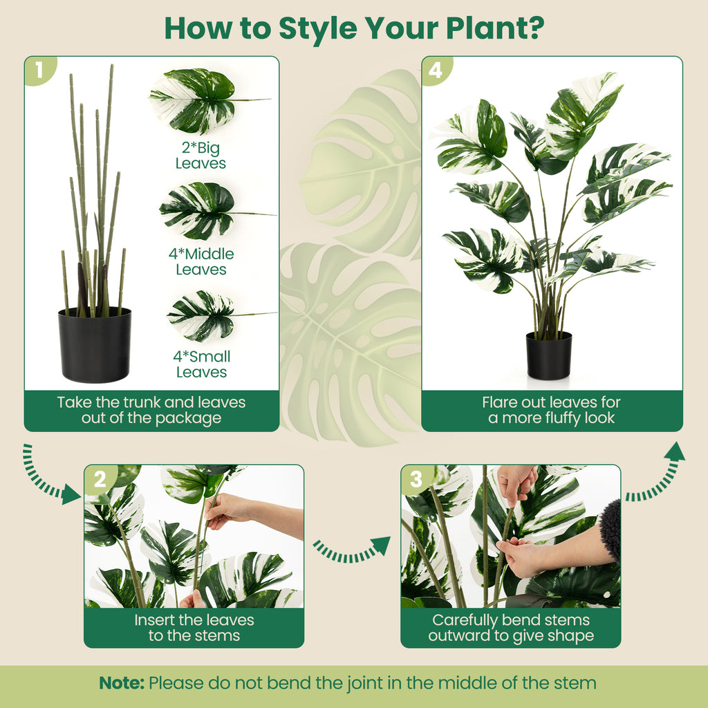 2 Pack Artificial Monstera Deliciosa Plants for Home Office & Decor
