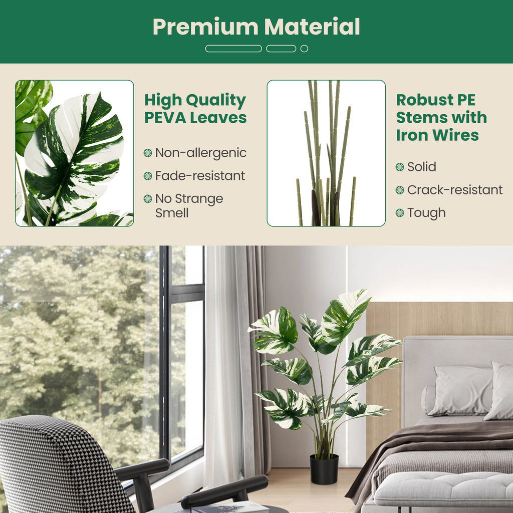 2 Pack Artificial Monstera Deliciosa Plants for Home Office & Decor