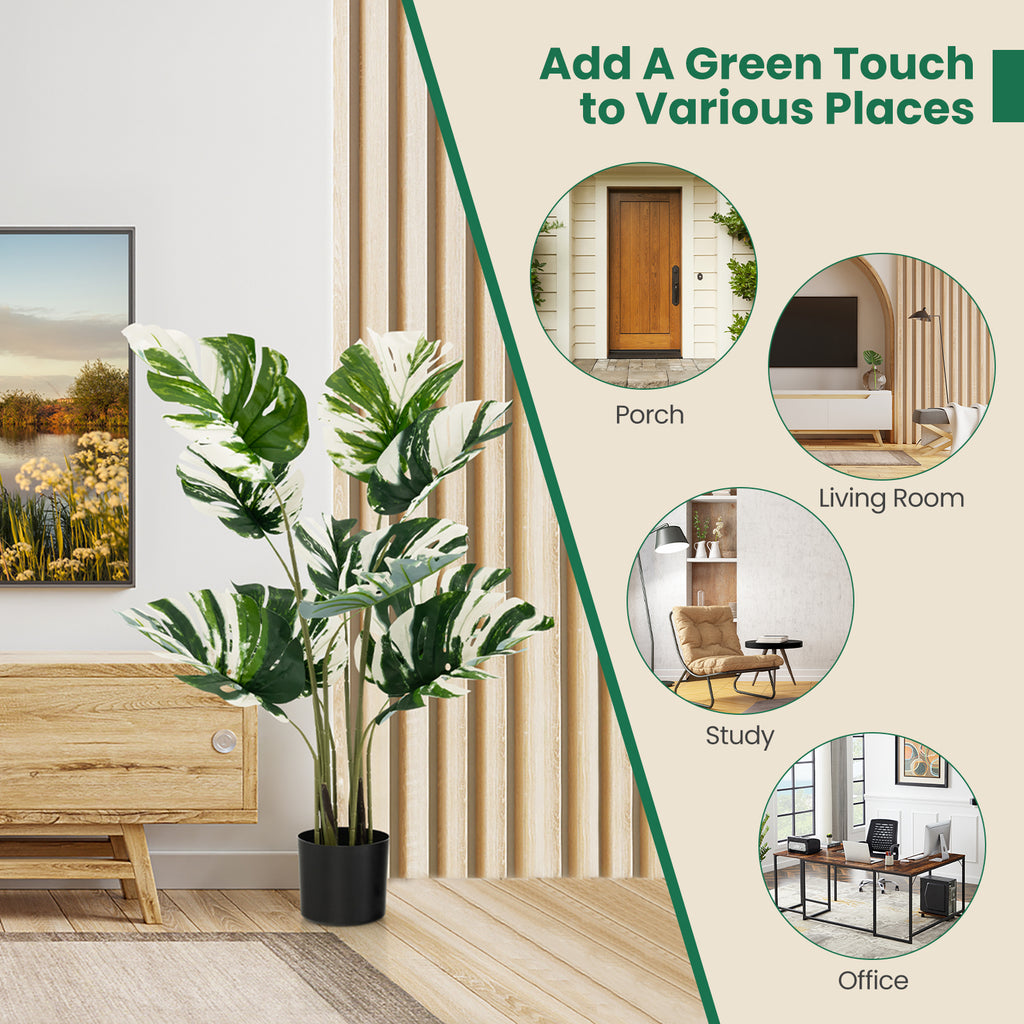 2 Pack Artificial Monstera Deliciosa Plants for Home Office & Decor
