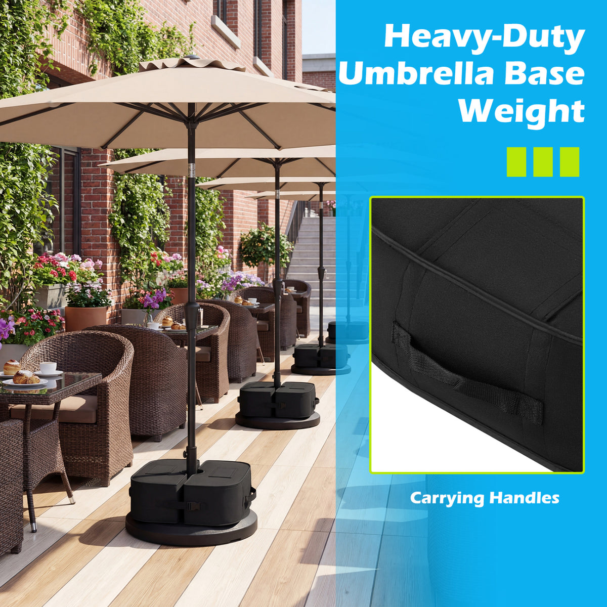 2-Pack 90 LBS Umbrella Base Weight Sandbags