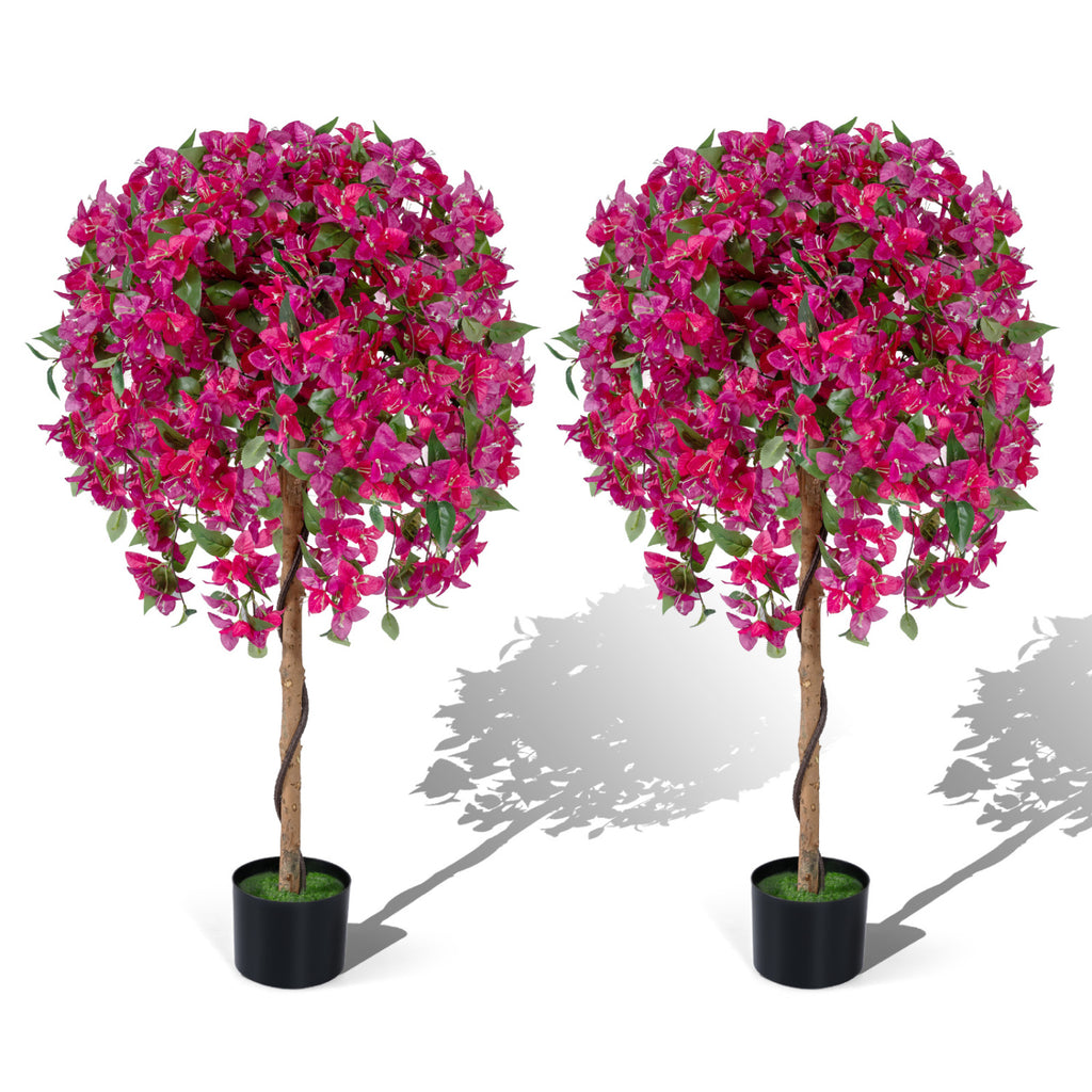 2 Pack Artificial Azalea Trees with Vivid Blooming Flowers - Faux Floral Plants