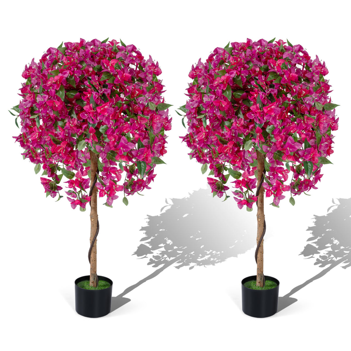 2 Pack Artificial Azalea Trees with Vivid Blooming Flowers - Faux Floral Plants