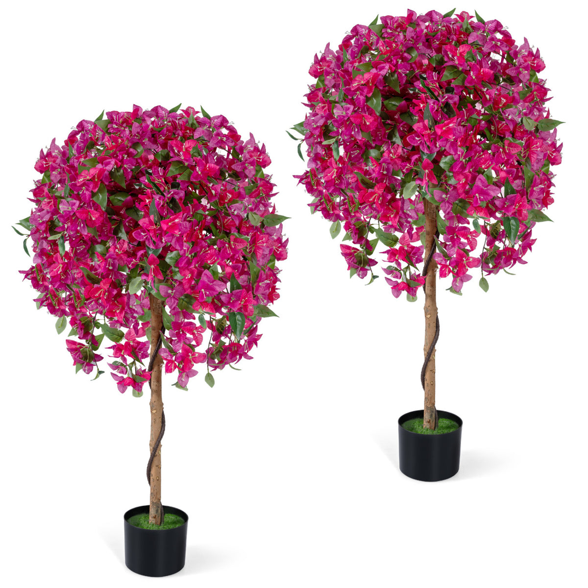 2 Pack Artificial Azalea Trees with Vivid Blooming Flowers - Faux Floral Plants