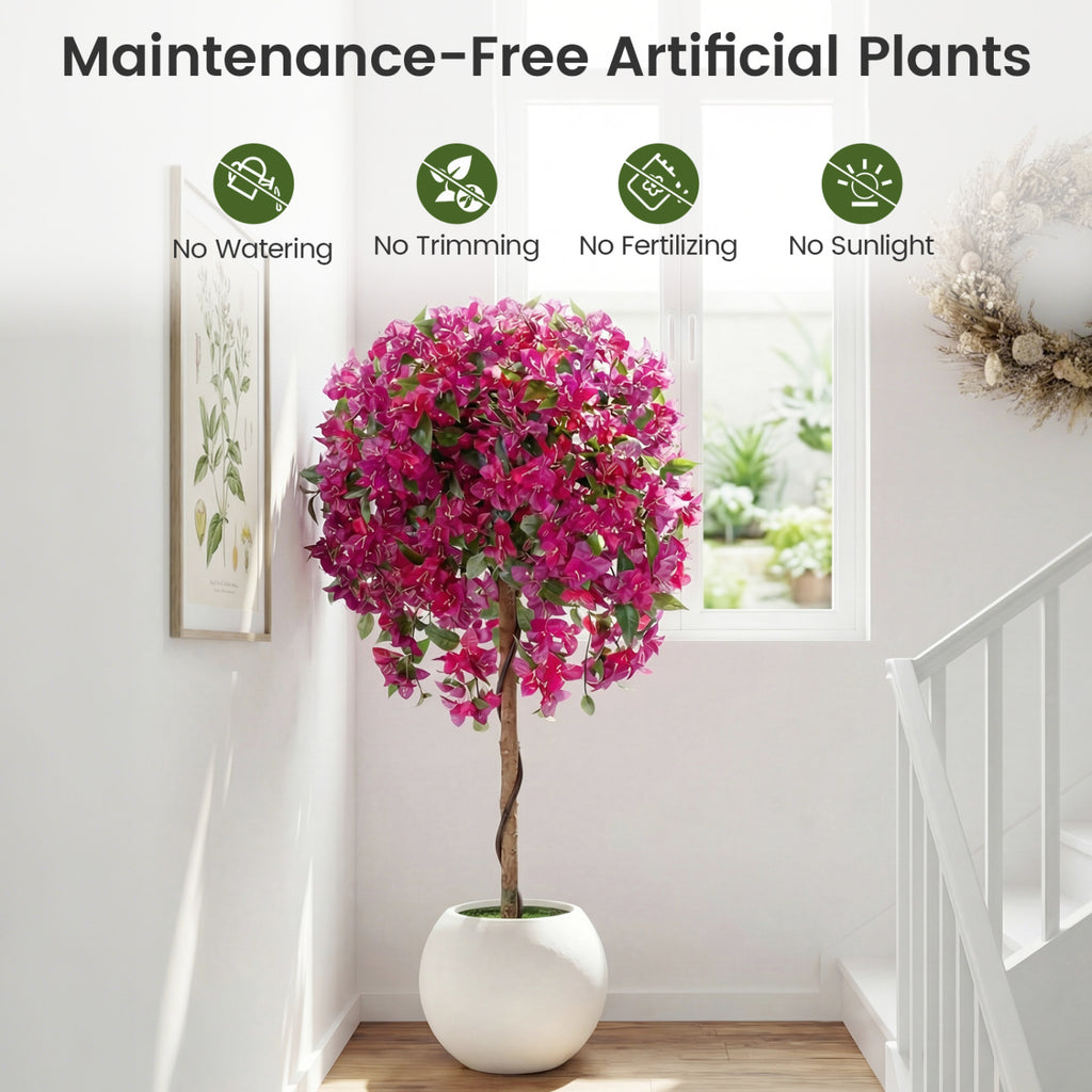 2 Pack Artificial Azalea Trees with Vivid Blooming Flowers - Faux Floral Plants