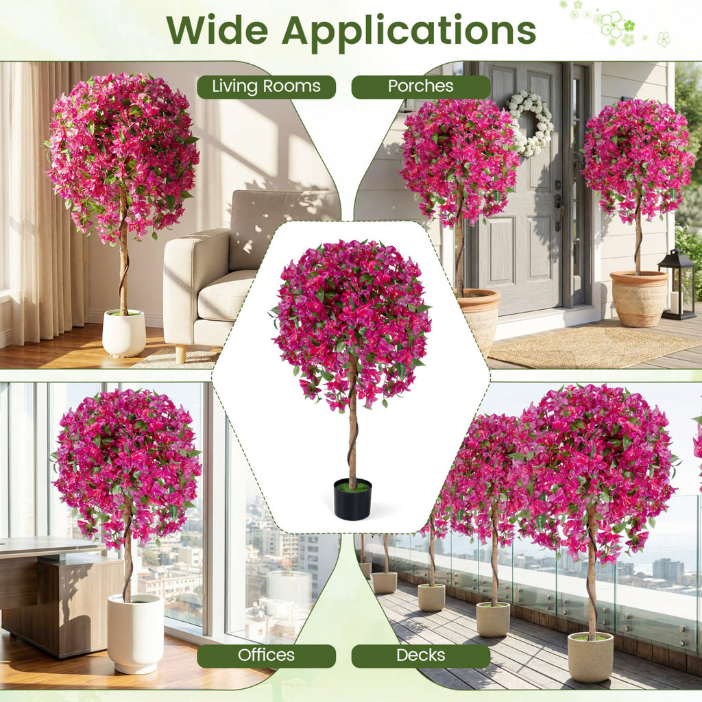 2 Pack Artificial Azalea Trees with Vivid Blooming Flowers - Faux Floral Plants