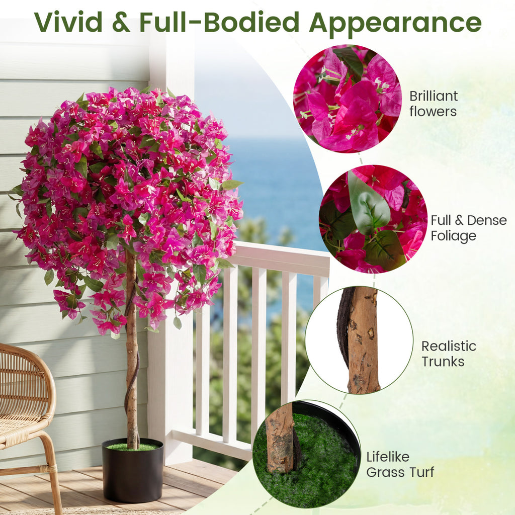 2 Pack Artificial Azalea Trees with Vivid Blooming Flowers - Faux Floral Plants