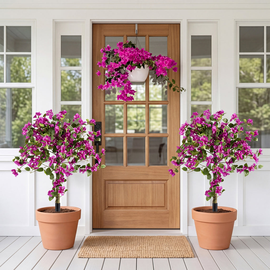 Artificial Bougainvillea Trees with Ground Spikes - 2 Pack Outdoor Decor - Variation of THIS listing