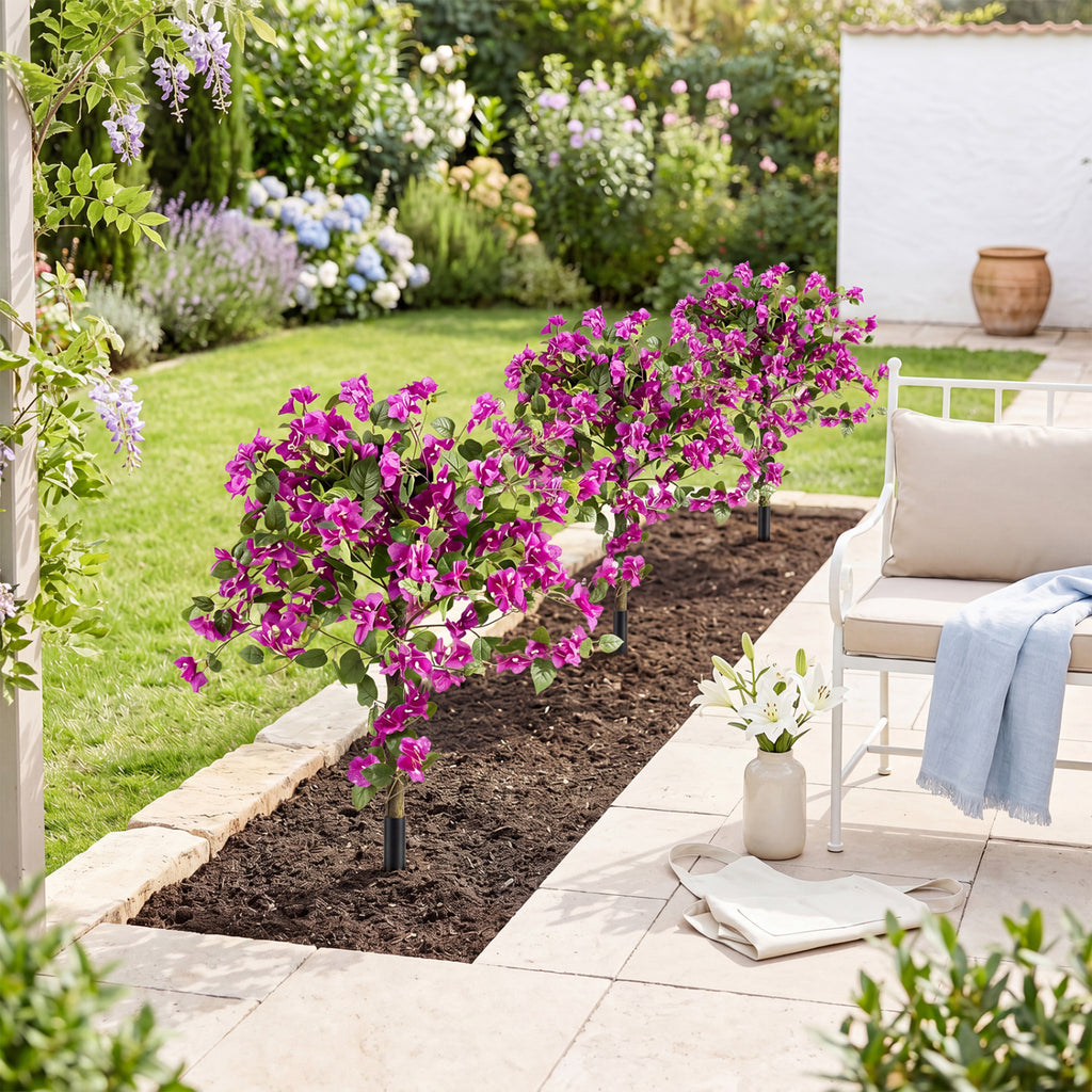 Artificial Bougainvillea Trees with Ground Spikes - 2 Pack Outdoor Decor - Variation of THIS listing