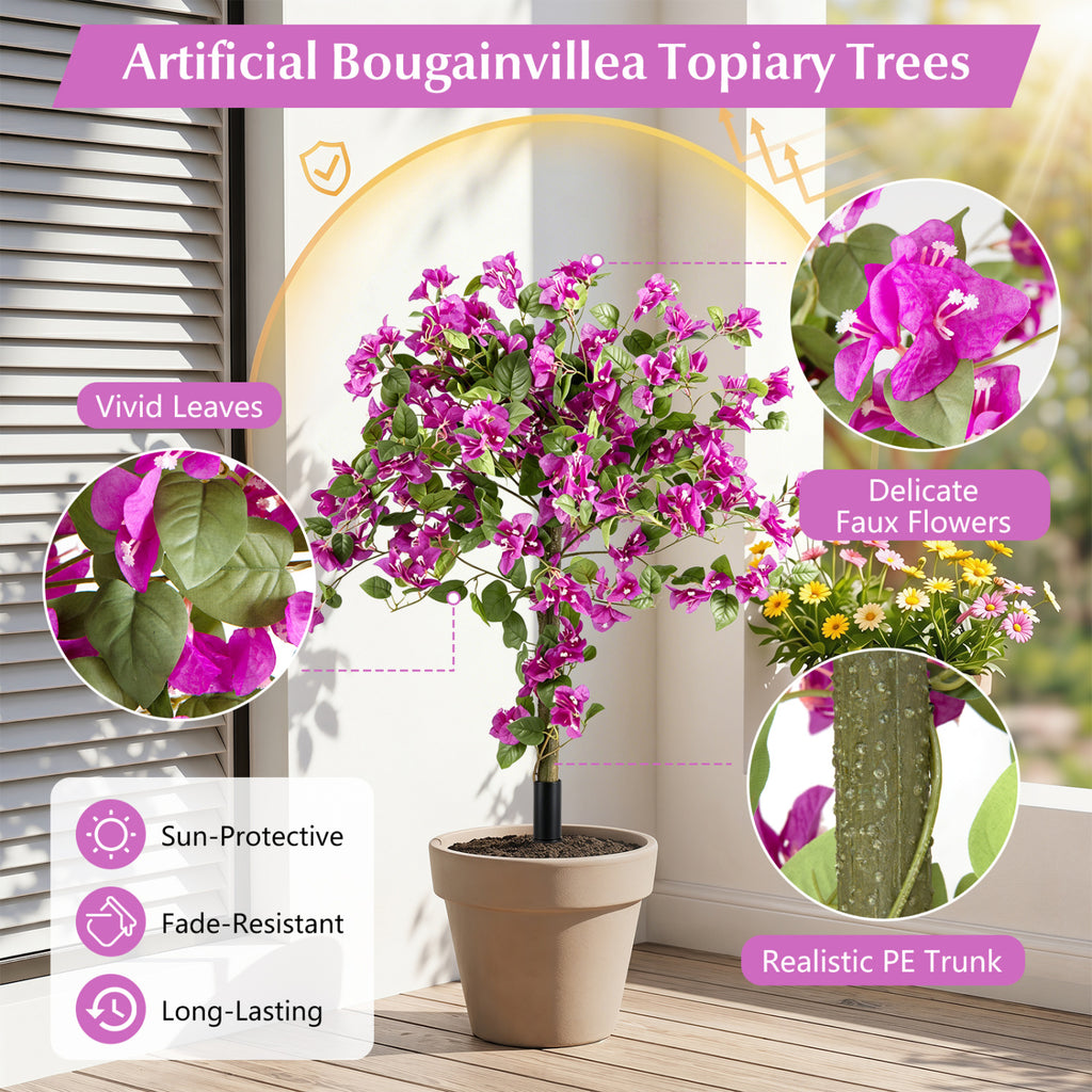 Artificial Bougainvillea Trees with Ground Spikes - 2 Pack Outdoor Decor - Variation of THIS listing
