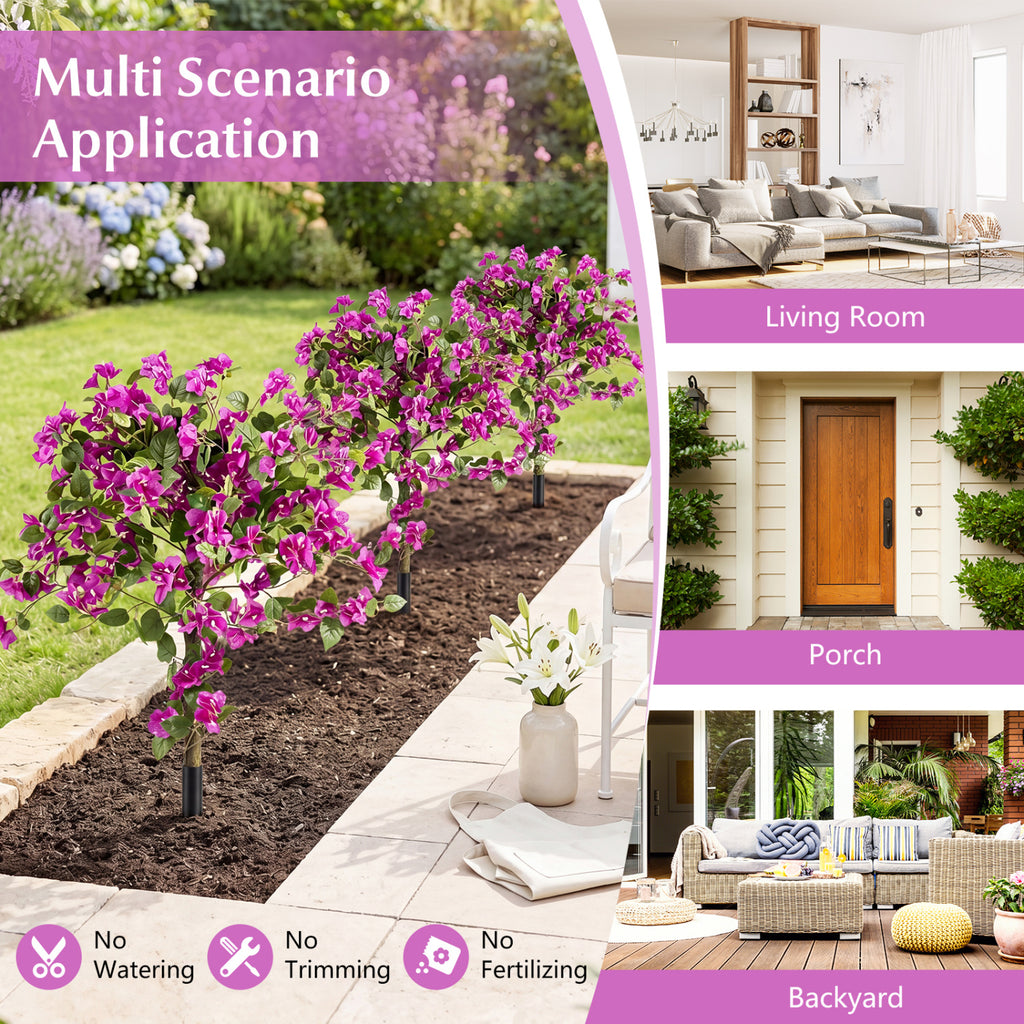 Artificial Bougainvillea Trees with Ground Spikes - 2 Pack Outdoor Decor - Variation of THIS listing