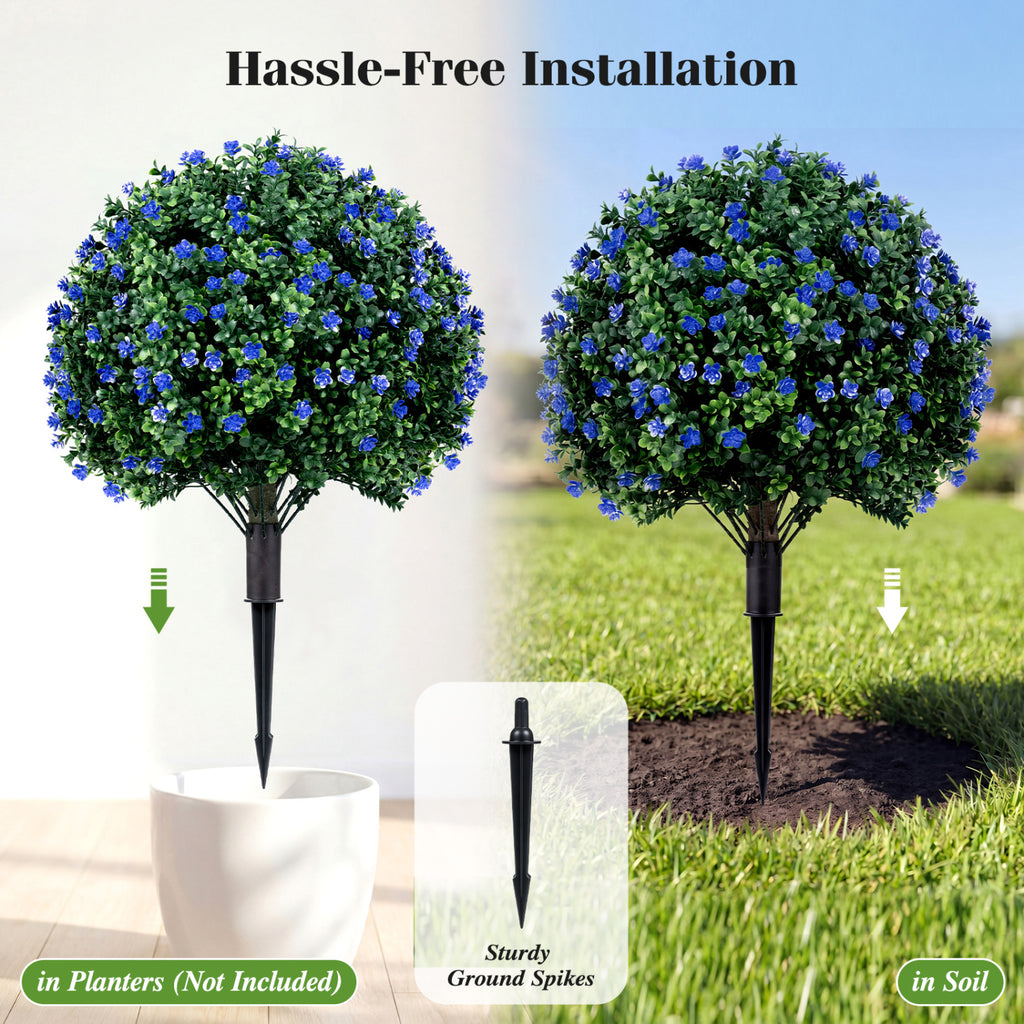 Artificial Camellia Boxwood Topiary Ball Trees - 27.5 Inch Faux Outdoor Plants - Variation of THIS listing