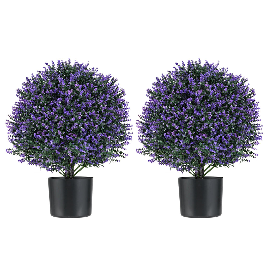 Artificial Rose Topiary Ball Tree - Faux Shrubs with Red Roses, 2 Pack