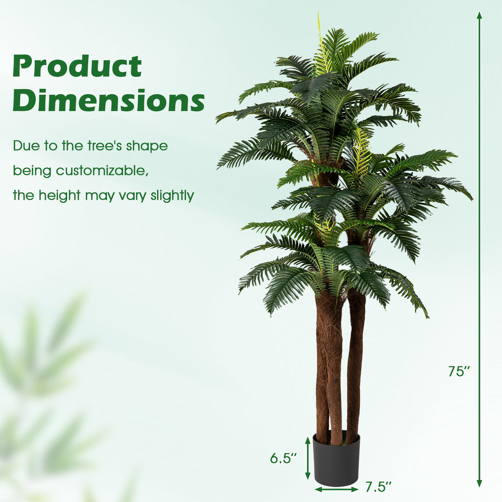 Artificial Palm Tree 6.3 Ft Tall - 2 Pack with Adjustable Leaves - Indoor & Commercial Decor