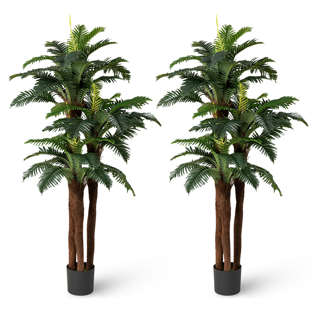 Artificial Palm Paradise Plant - Green, 4.2Ft Tall Potted Fake Tree - Set of 2