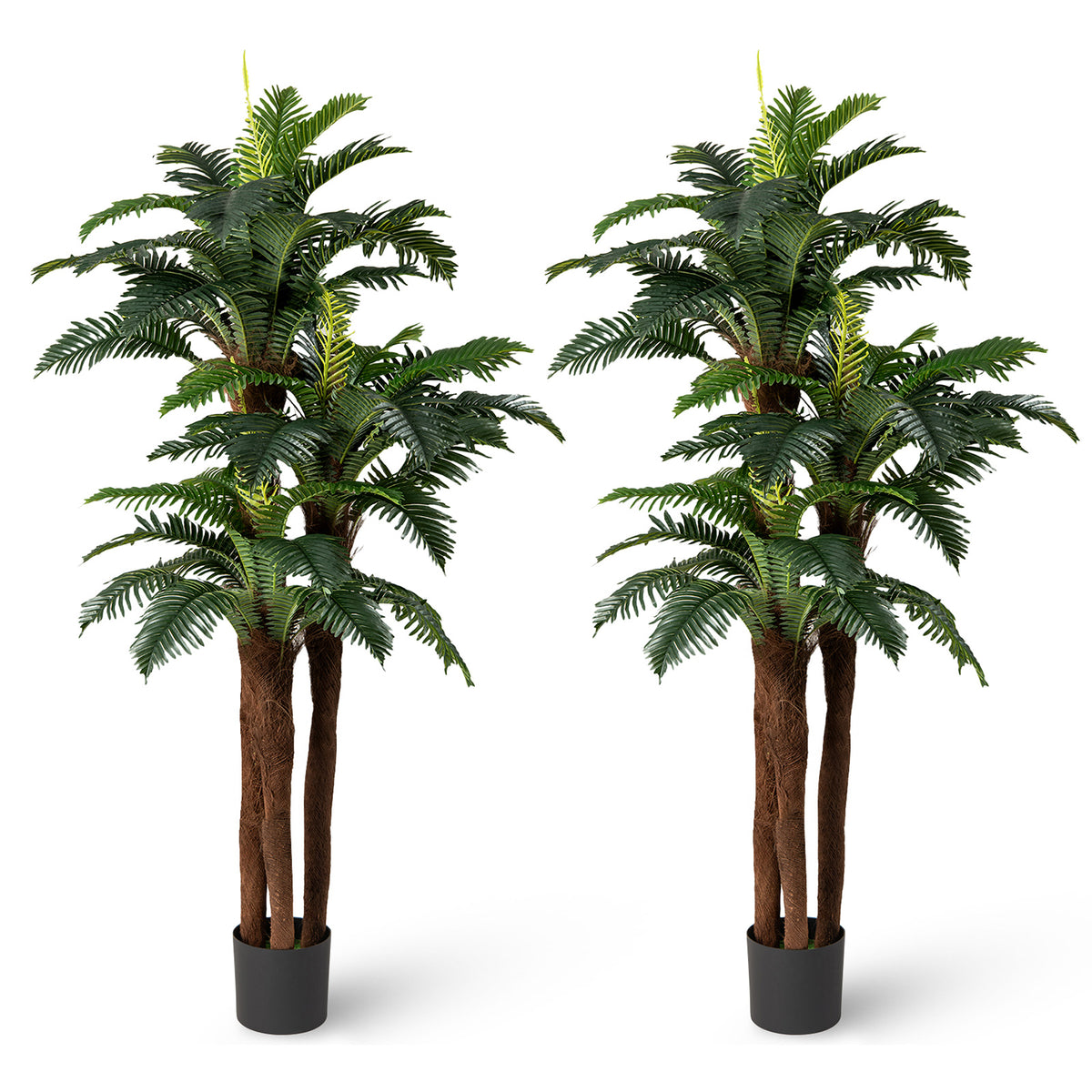 Artificial Palm Paradise Plant - Green, 4.2Ft Tall Potted Fake Tree - Set of 2