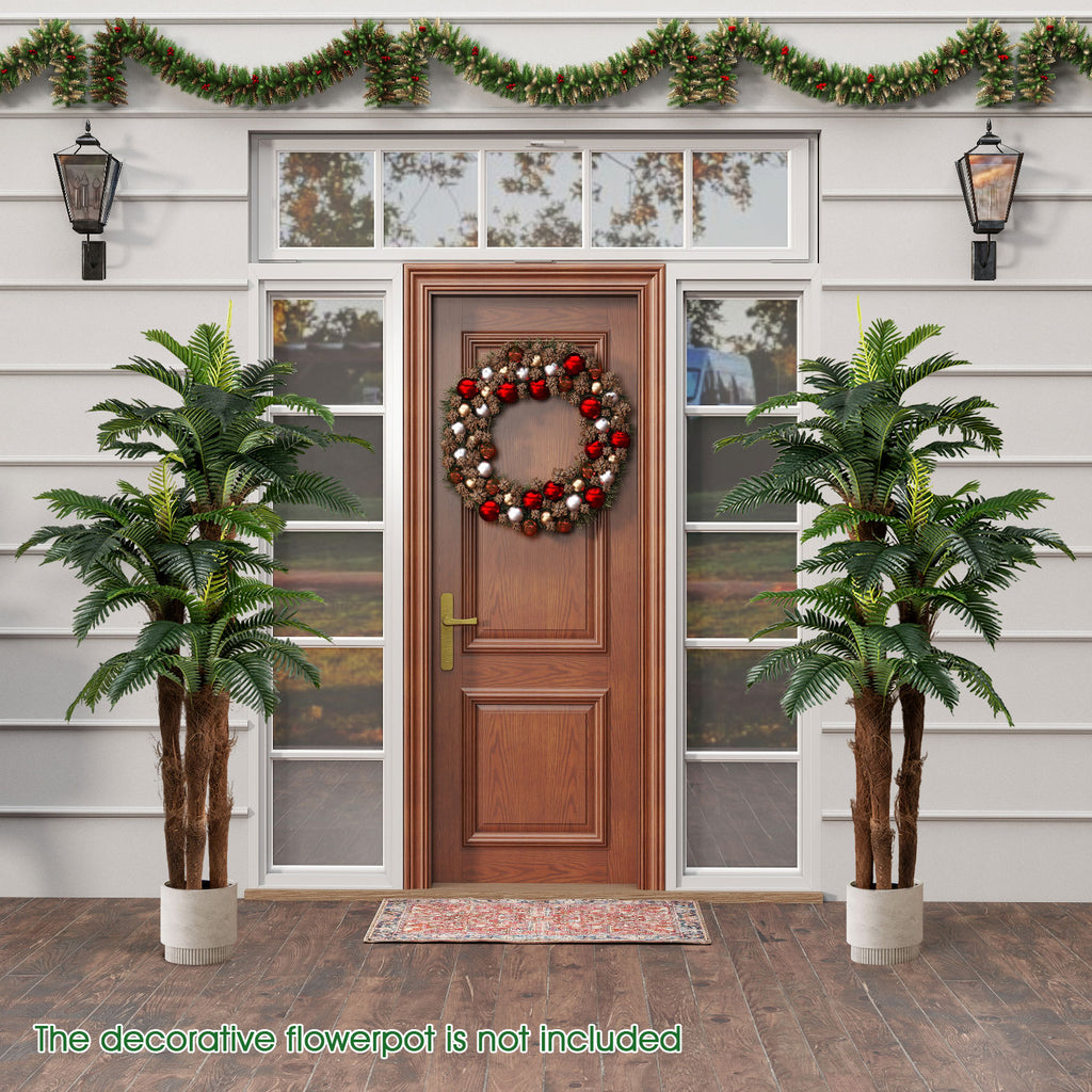 Artificial Palm Tree 6.3 Ft Tall - 2 Pack with Adjustable Leaves - Indoor & Commercial Decor