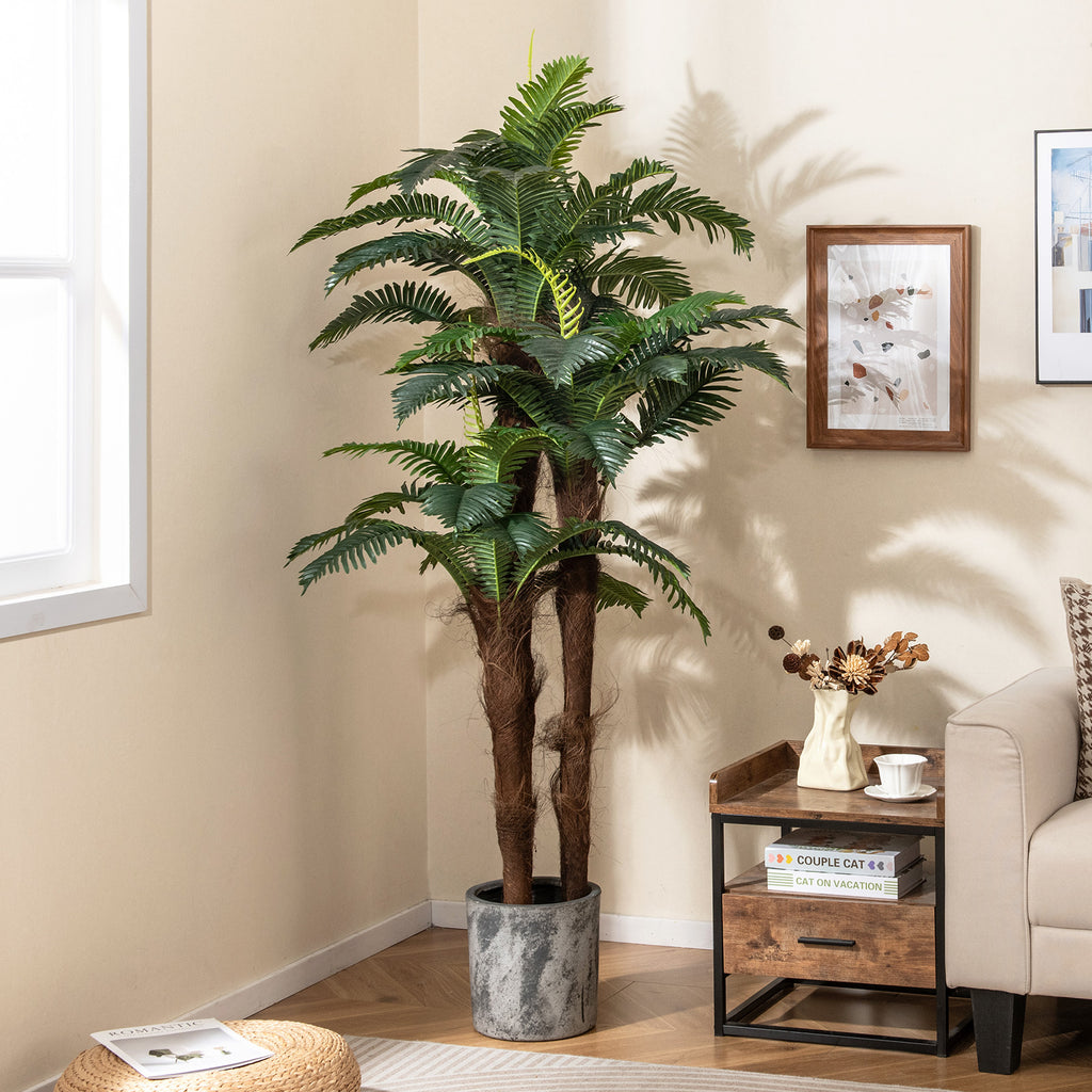 Artificial Palm Tree 6.3 Ft Tall - 2 Pack with Adjustable Leaves - Indoor & Commercial Decor