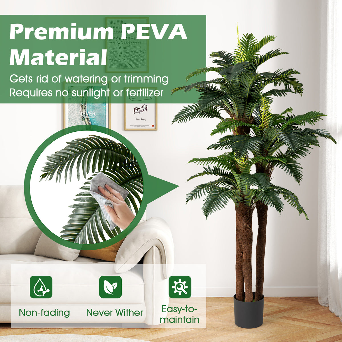 Artificial Palm Tree 6.3 Ft Tall - 2 Pack with Adjustable Leaves - Indoor & Commercial Decor