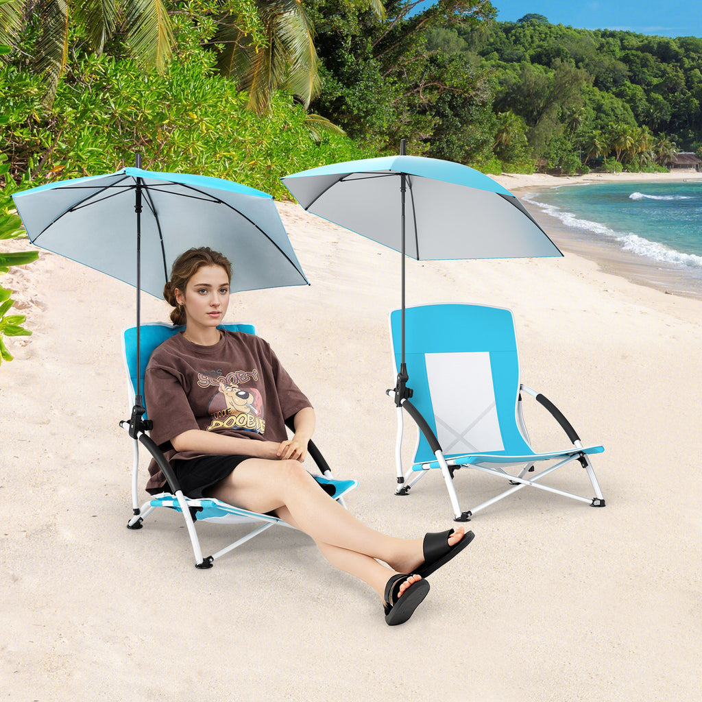 Beach Umbrella Chair with UPF50+ Parasol - Blue
