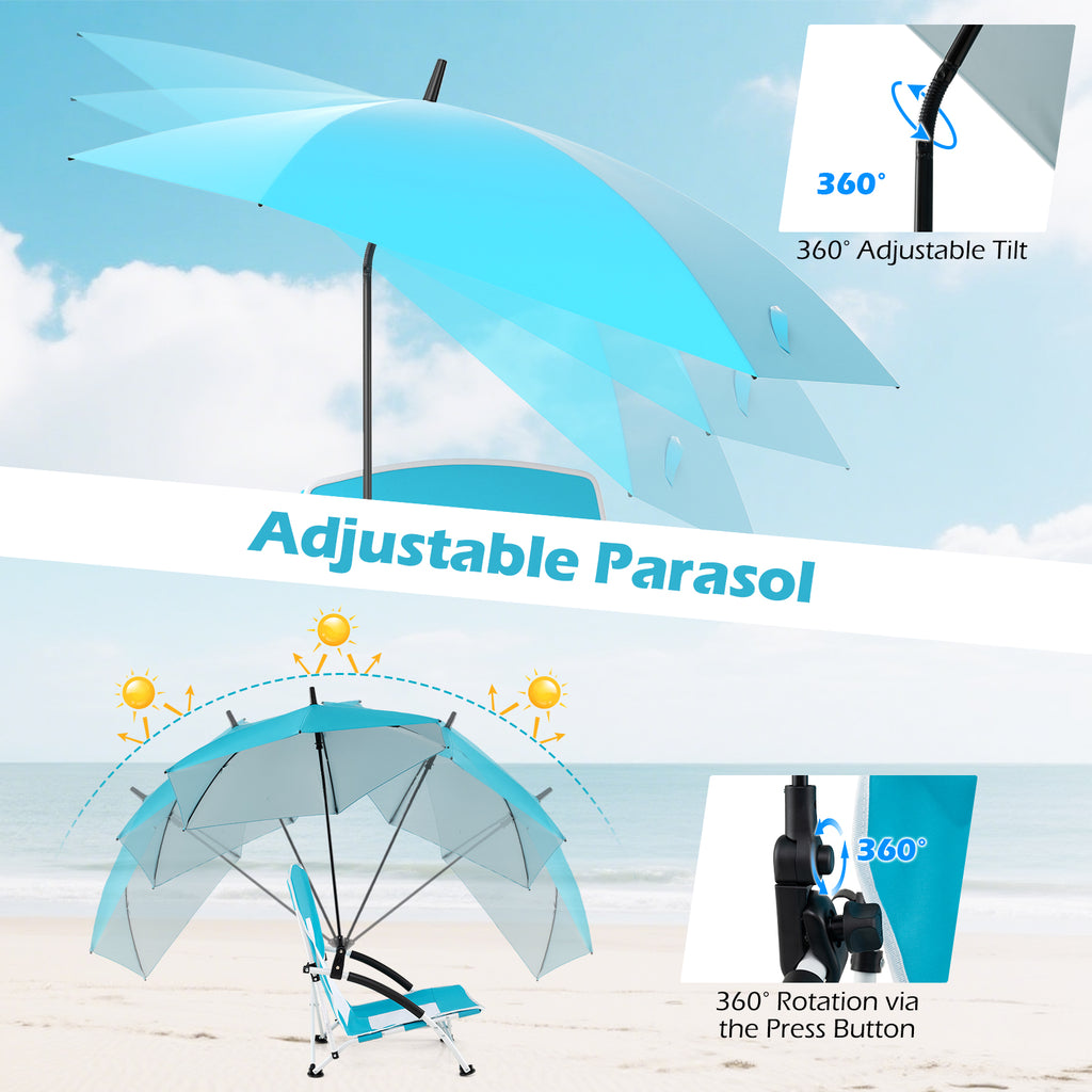 Beach Umbrella Chair with UPF50+ Parasol - Blue